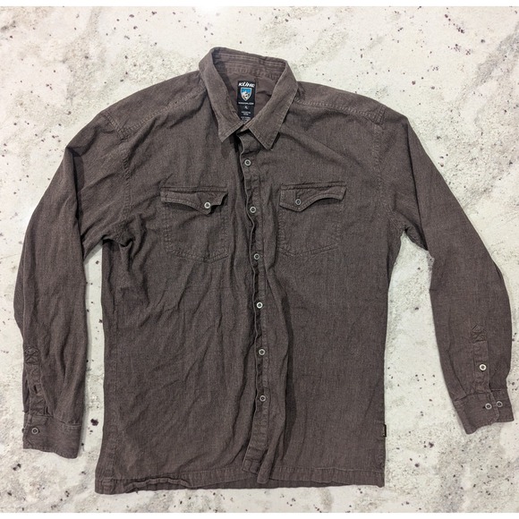 Kuhl Mens XL Brown Button Up Flannel Longsleeve Shirt Outdoors Utility Work Dad - Picture 1 of 9